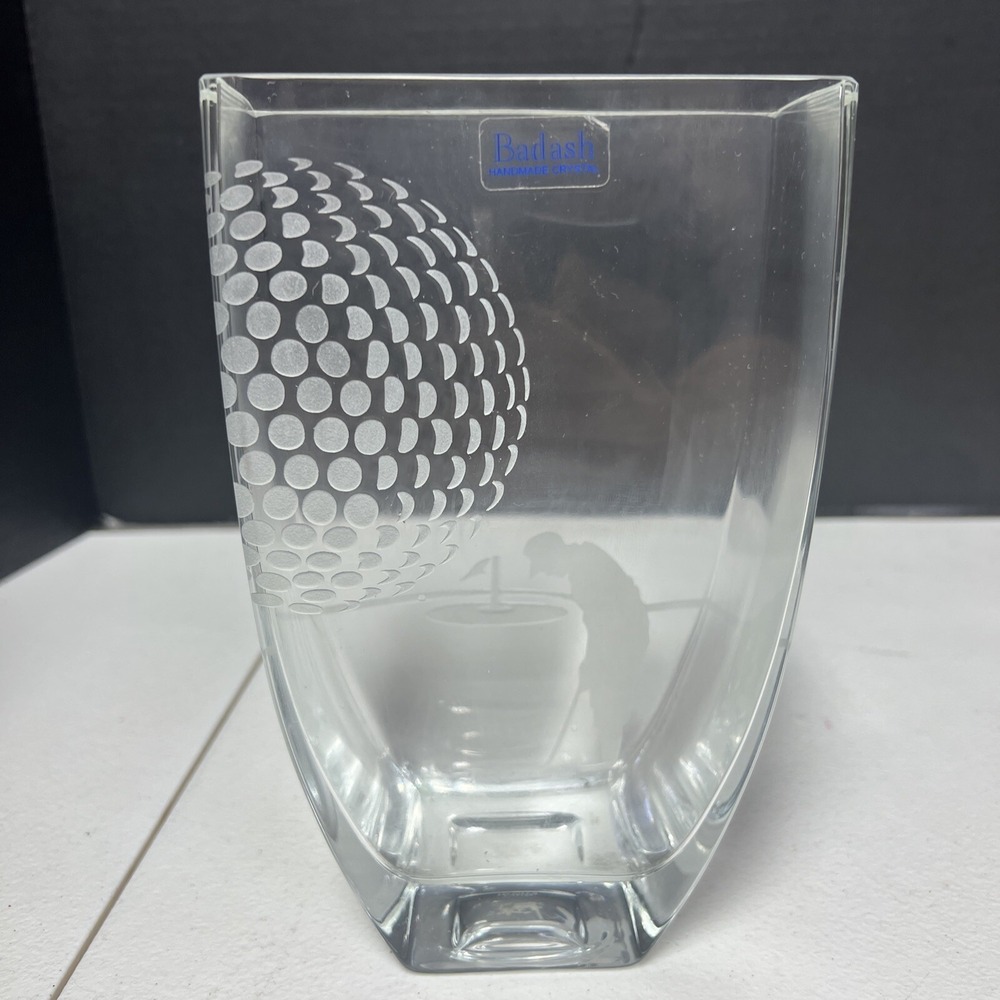 Badash Crystal Golf Themed Vase CD 762 8" Tall